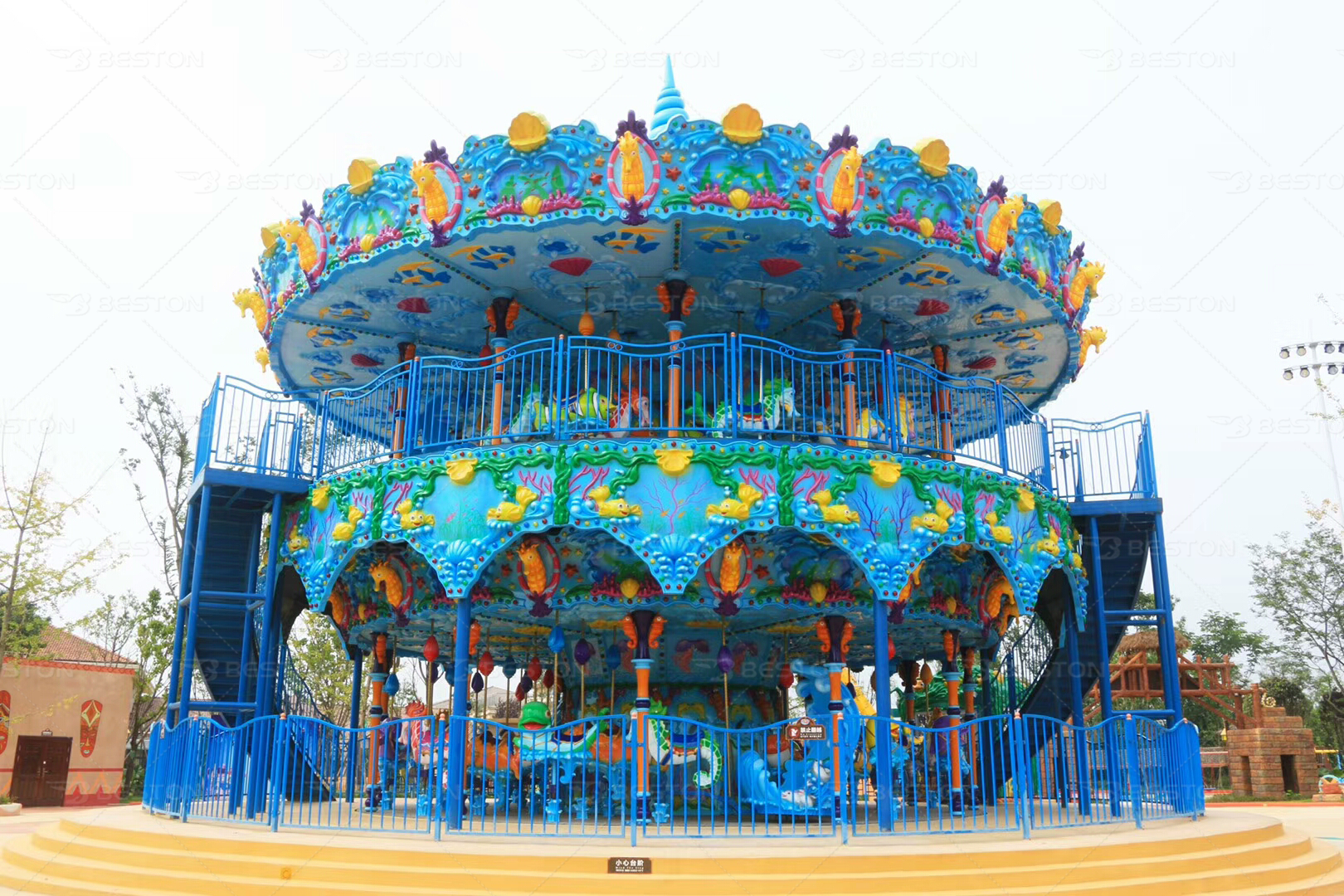 68 seats double decker ocean carousel for sale for amusement parks